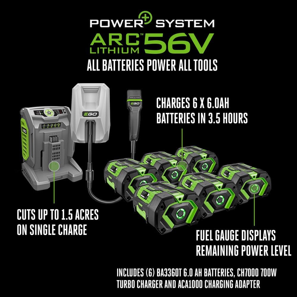 EGO Power+ Electric Riding Lawn Mower, 42' Deck Cordless Tractor, Includes (6) 56V 6.0Ah Batteries and Charger - TR4204