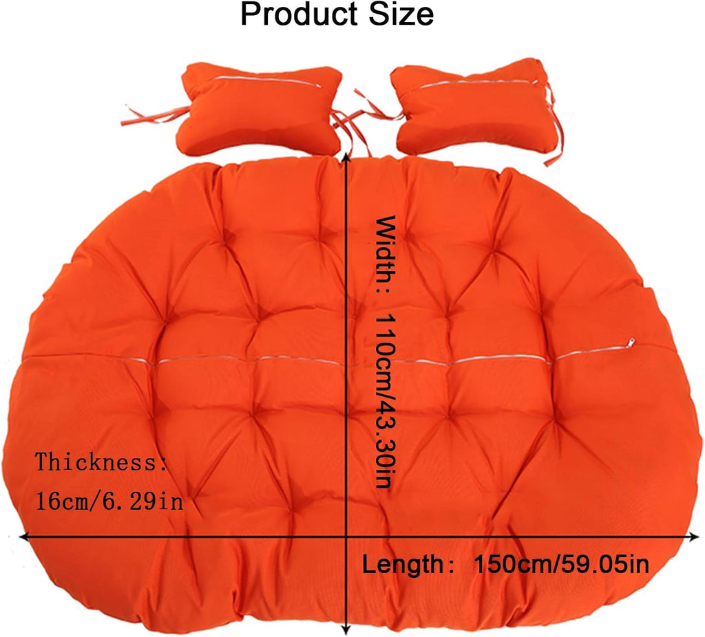 ZTGL 2 Persons Hammock Swing Chair Cushion, Double Egg Chair Pads Luxury Outdoor Patio Wicker Loveseat Hanging Swing Egg Chairs for Patio Backyard Balcony,M,1 pc 110x150cm