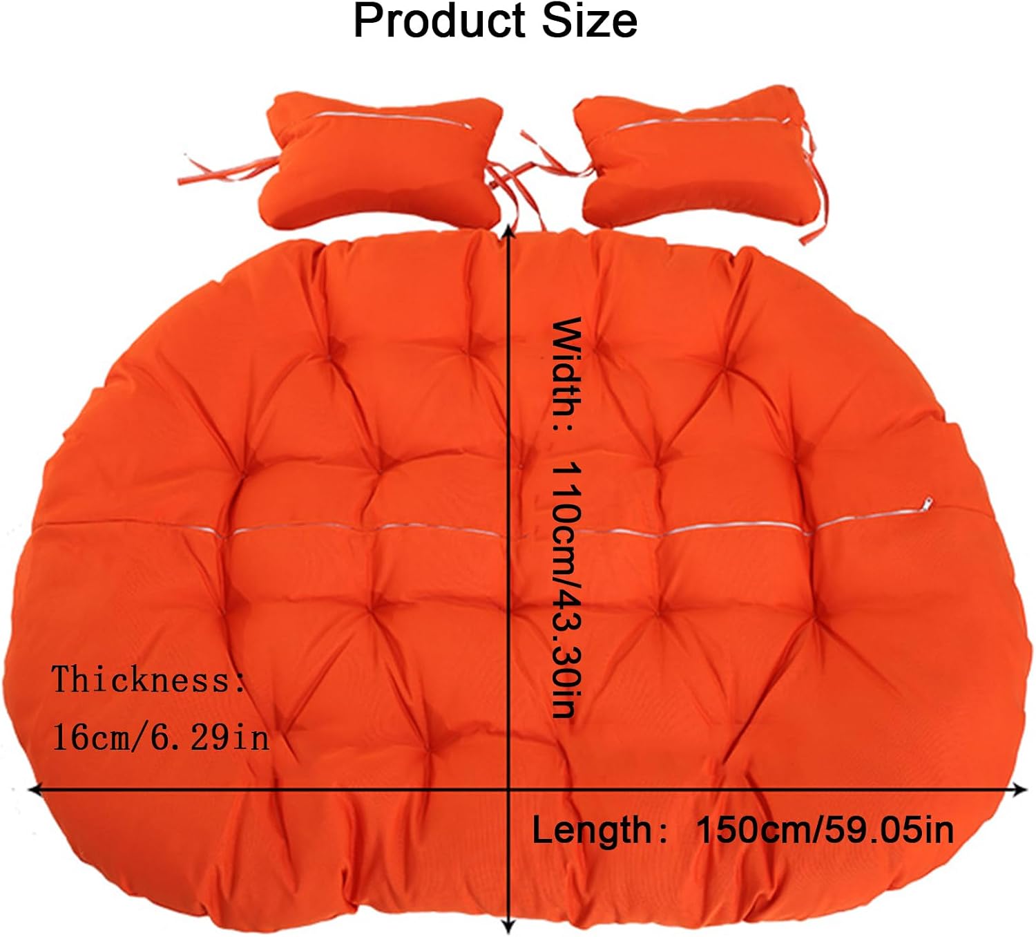 ZTGL 2 Persons Hammock Swing Chair Cushion, Double Egg Chair Pads Luxury Outdoor Patio Wicker Loveseat Hanging Swing Egg Chairs for Patio Backyard Balcony,M,1 pc 110x150cm