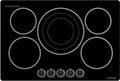 ThermoMate 30 Inch Electric Cooktop, 5 Burners Knob Control Built-in Ceramic Cooktop, 30' Radiant Electric Stove Top of 9000W with 9 Heat Levels, Hot Surface Indicator, 220-240v, Hard Wired
