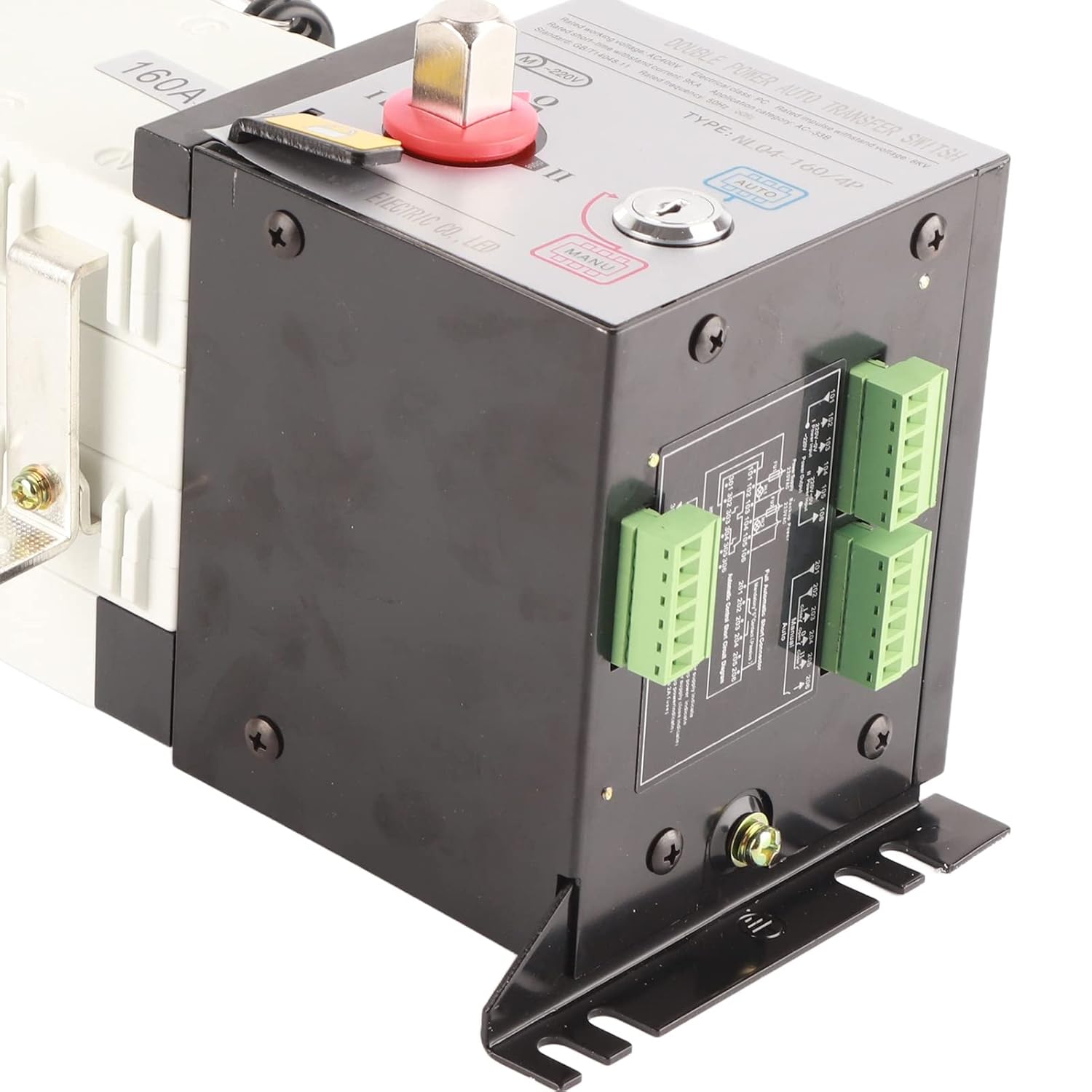 Generator Transfer Switch Dual Power Automatic Transfer Switch AC400V Advanced Technology Reliable Multi Protection for Home Office Buildings Public Places PC Material (160A)