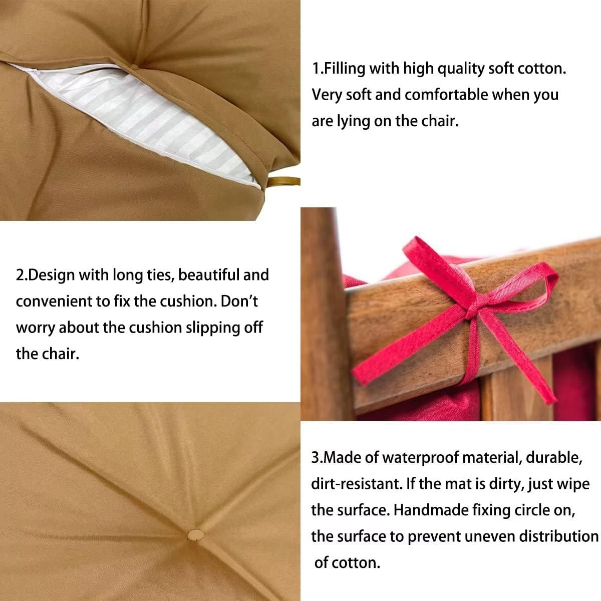 Hammock Rocking Chair Cushion, U-Shaped Hanging Basket Seat Cushion, Waterproof Hanging Egg Chair Back Cushion Pad, for Indoor Outdoor Garden Offices (Burgundy)