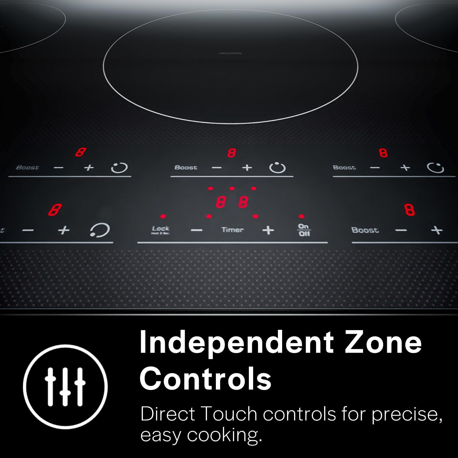 Empava 36 Inch Built-In Electric Induction Cooktop, 5 Zone Smooth Glass Surface, Touch Sensor Panel, Power Boost, Timer Control, Child Lock Feature, Hardwired Kitchen Appliance