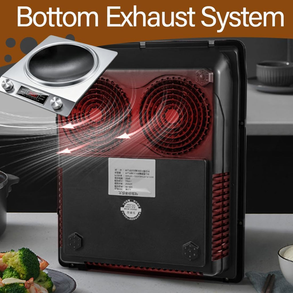 3500-Watt Induction Cooktop with Concave Design, with 10 Temperature Levels, Portable Multifunctional Concave Induction Stove Electric Heater, with LCD Display & Knob Control (SILVER)