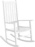 Greesum Outdoor Rocking Chair, Acacia High Back Oversized All-Weather Lounge Rocker with 320 lbs of Support for Patio, Garden, Deck, Porch,White