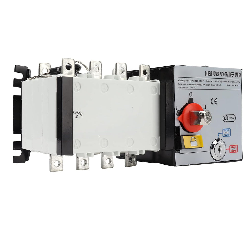 Generator Transfer Switch Dual Power Automatic Transfer Switch AC400V Advanced Technology Reliable Multi Protection for Home Office Buildings Public Places PC Material (125A)