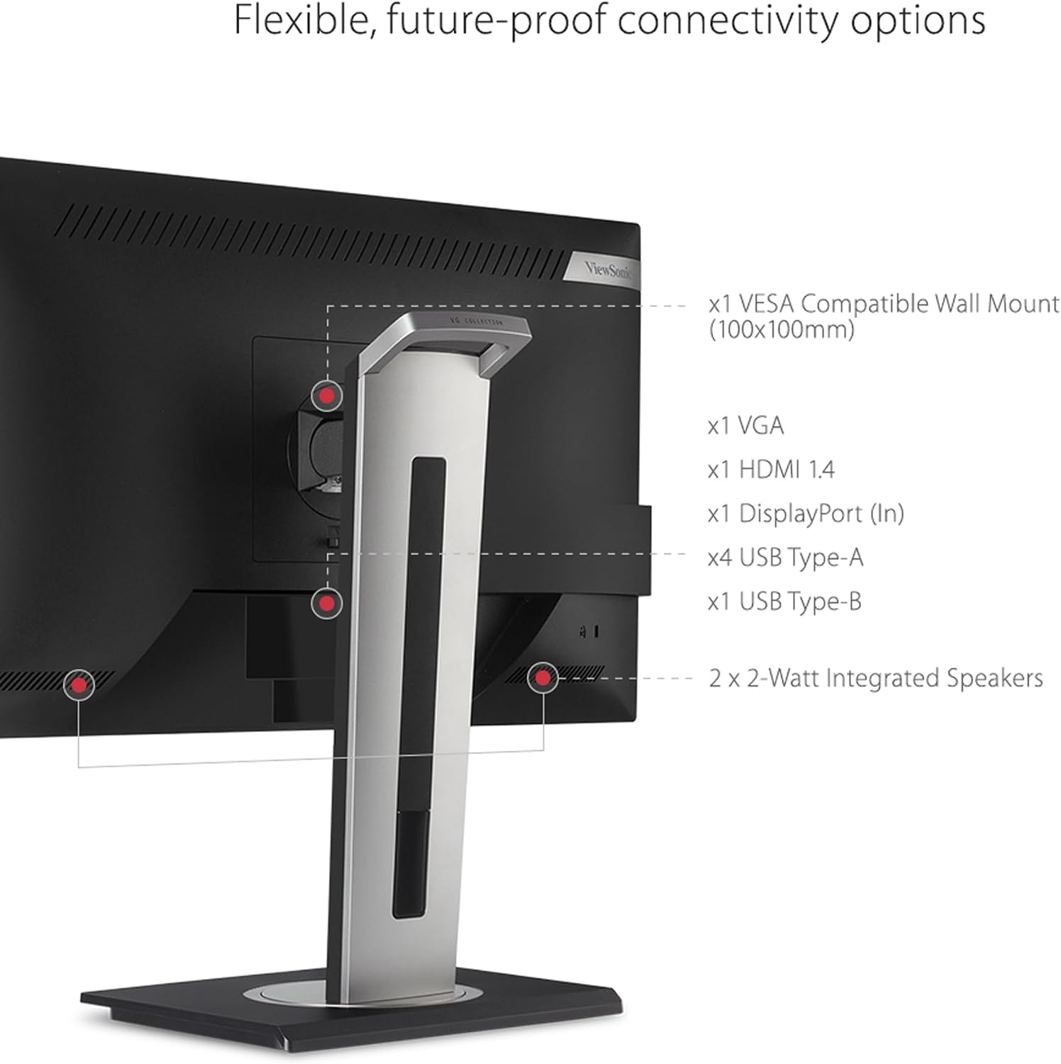ViewSonic VG2748A 27 Inch IPS 1080p Ergonomic Monitor with Ultra-Thin Bezels, HDMI, DisplayPort, USB, VGA, and 40 Degree Tilt for Home and Office, Black