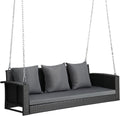 Outvita Porch Swing, 5FT Hanging Outdoor Porch Swings for Adults, Wicker 3 Person Patio Swing, with Cushion, Pillow and Chain for Garden, Backyard, Weight Capacity - 1000lbs