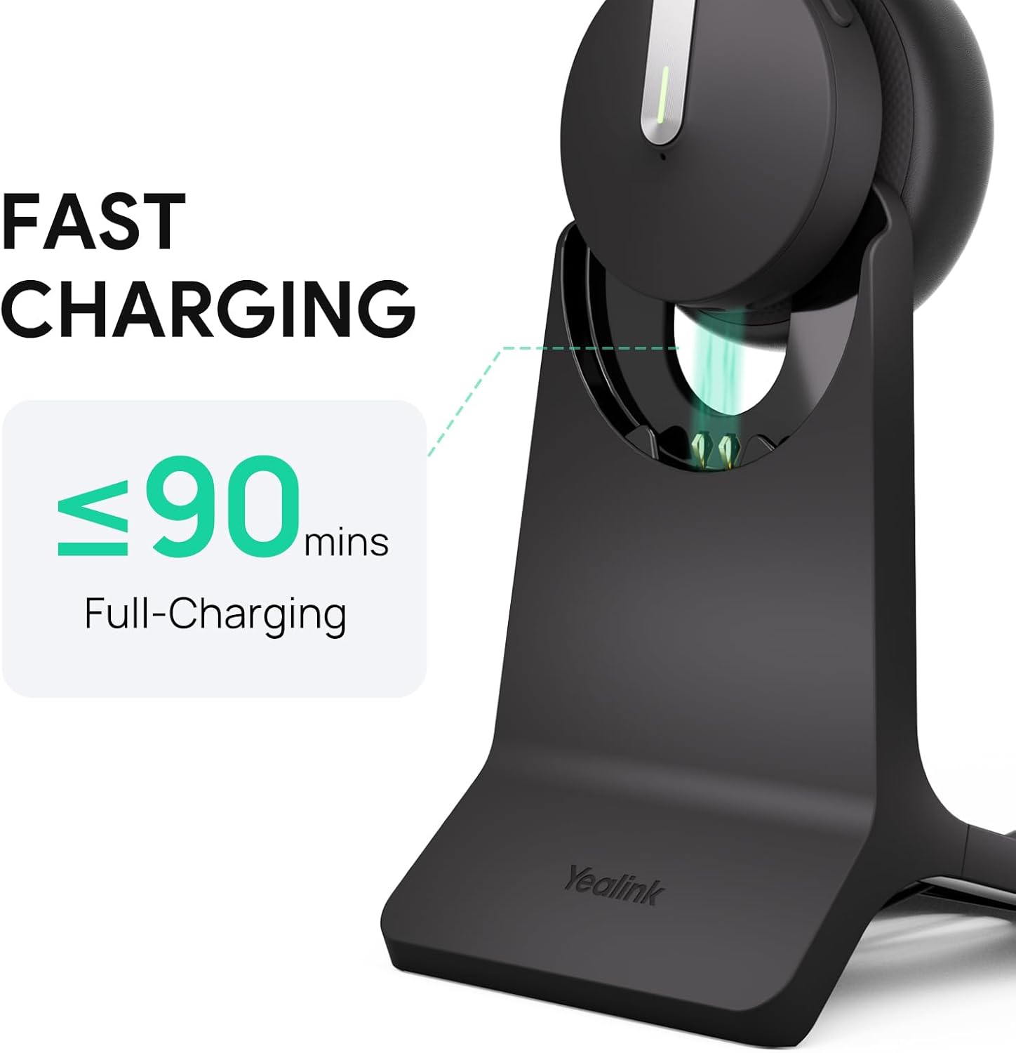 Yealink BH70 Mono Wireless Headset with Mic for Work, Bluetooth Headphone Teams Certified, up to 35h Talk Time, 91g Lightweight Comfort, USB-C to A