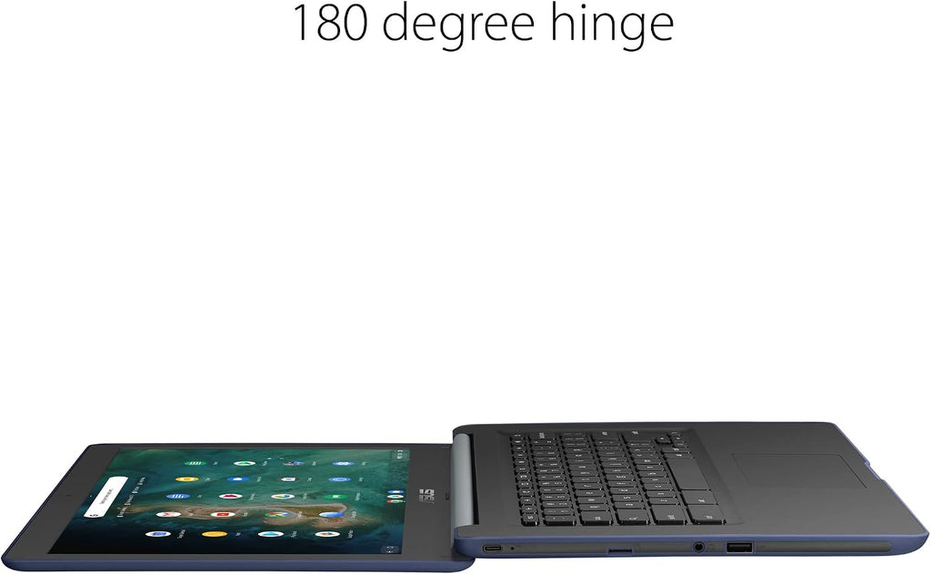 ASUS Chromebook C403 Rugged & Spill Resistant Laptop, 14.0' HD, Intel Celeron N3350 Processor, 4GB RAM, 32GB eMMC 810G Durability, Dark Blue, Chrome OS, C403NA-WS42-BL (Renewed)