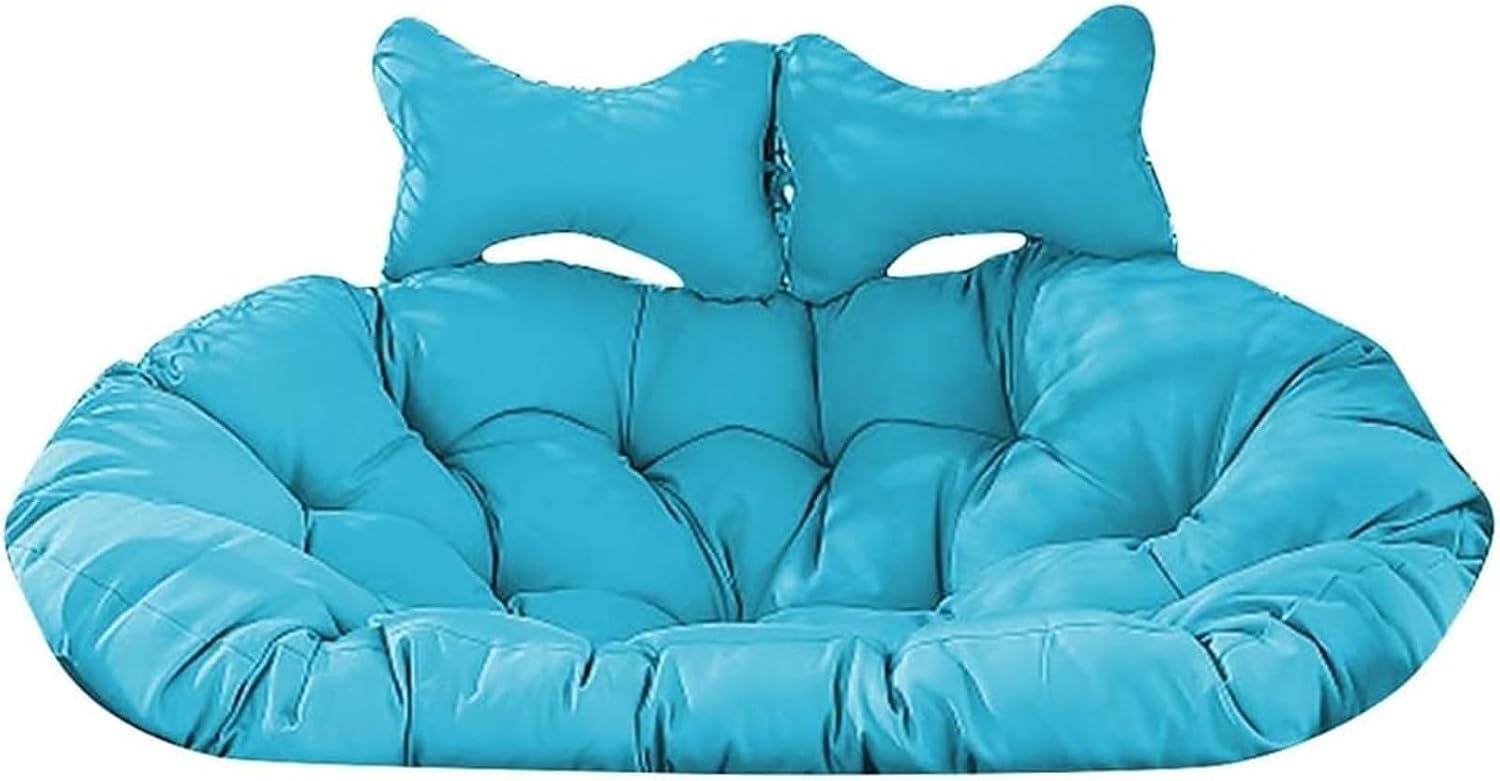Double Swing Chair Cushion Replacement, Large Egg Chair Cushion with Adjustable Pillow for Indoor Outdoor Garden Balcony Rocking Hanging Basket Rattan Chair Rest Seat Pad(C)