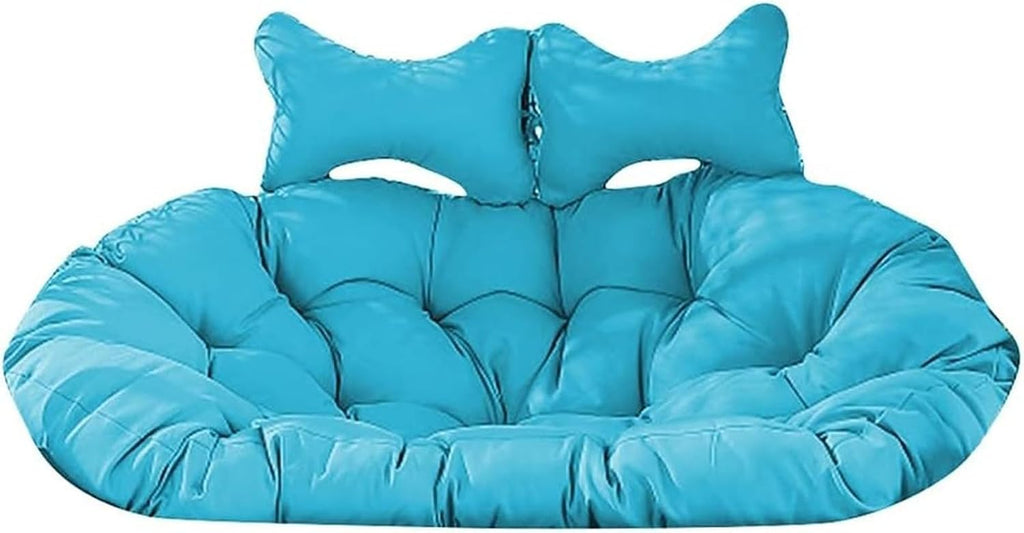 Outdoor Double Swing Chair Cushion Replacement with Adjustable Pillow Large Egg Chair Cushion for Garden Balcony Rocking Hanging Basket Rattan Chair Indoor Outdoor Rest Seat Pad Comfortable