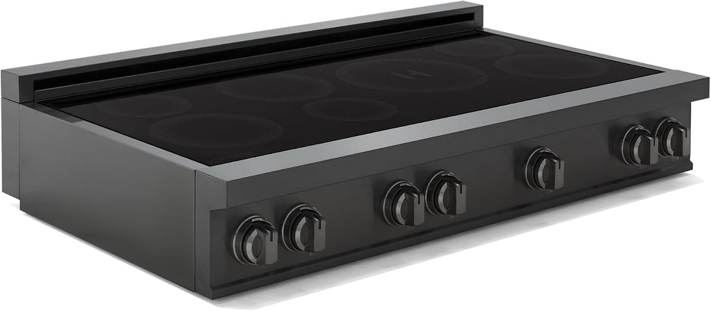 48 Inch Professional Induction Cooktop with 7 Burners, Durable Ceramic Glass, Flexible Zones, Precision Control - Black Stainless Steel