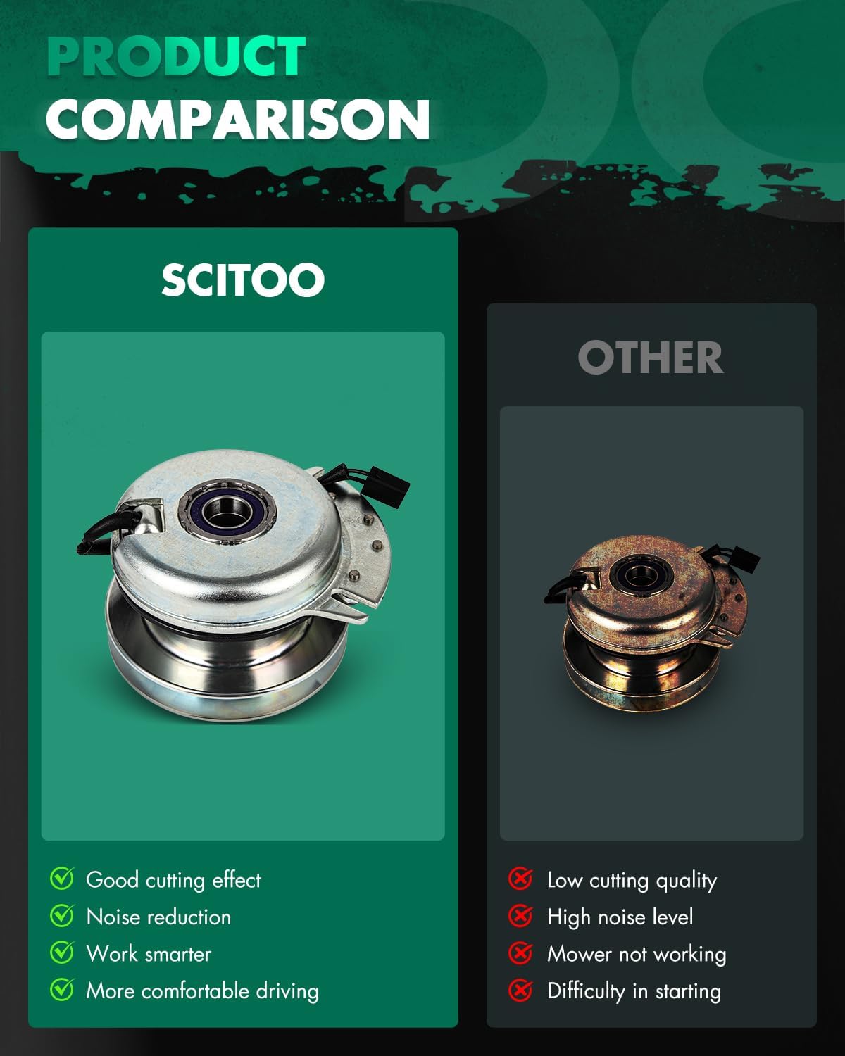 Electric PTO Clutch SCITOO 5217-53 Electric PTO Lawn Mower Clutch Compatible for HUSTLER: 601801 / for WARNER: 5217-53