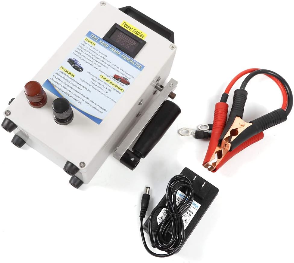 Hand Crank Charger Generator, Portable Emergency Power Supply with 15600mAh Battery, 150W Manual Power Supply Emergency Charger for Camping Outdoor Mobile Phone Computer Charging