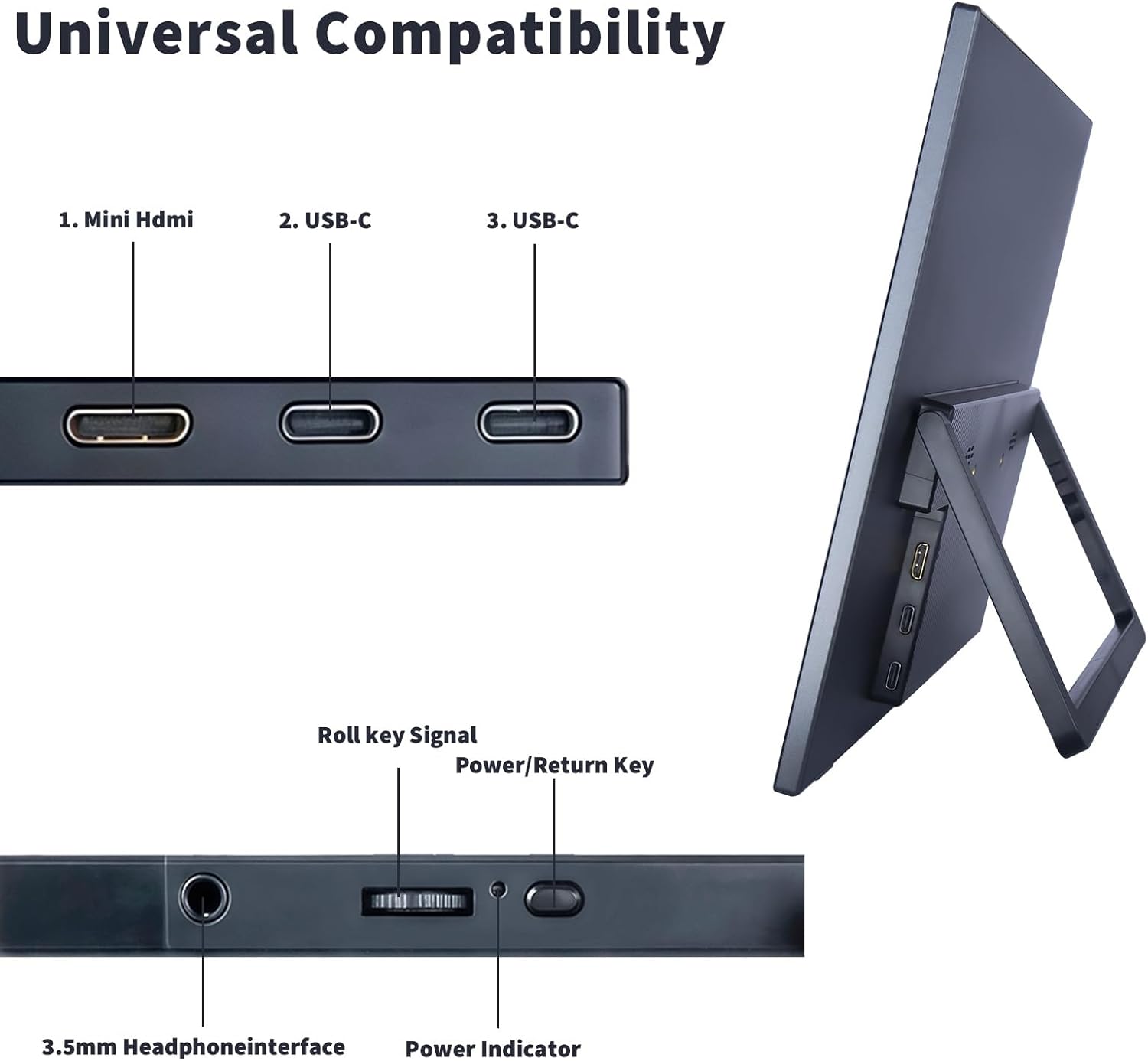 18.5 Inch Large Portable Monitor for Laptop, 120Hz 1080P FHD IPS Portable Travel Second Screen Display for/Phone/Xbox PS4/5, 100% sRGB, Dual Speakers, VESA & Storage Bag