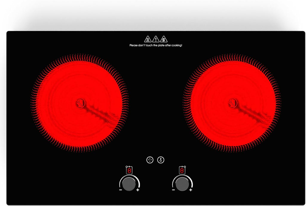 VBGK Electric Cooktop,2400W Electric Stove Top,Countertop and Built-in Hot Plate with Child Safety Lock, Timer, LED touch Knob Control,Overheat Protection,110V 2 Burner Induction Cooktop