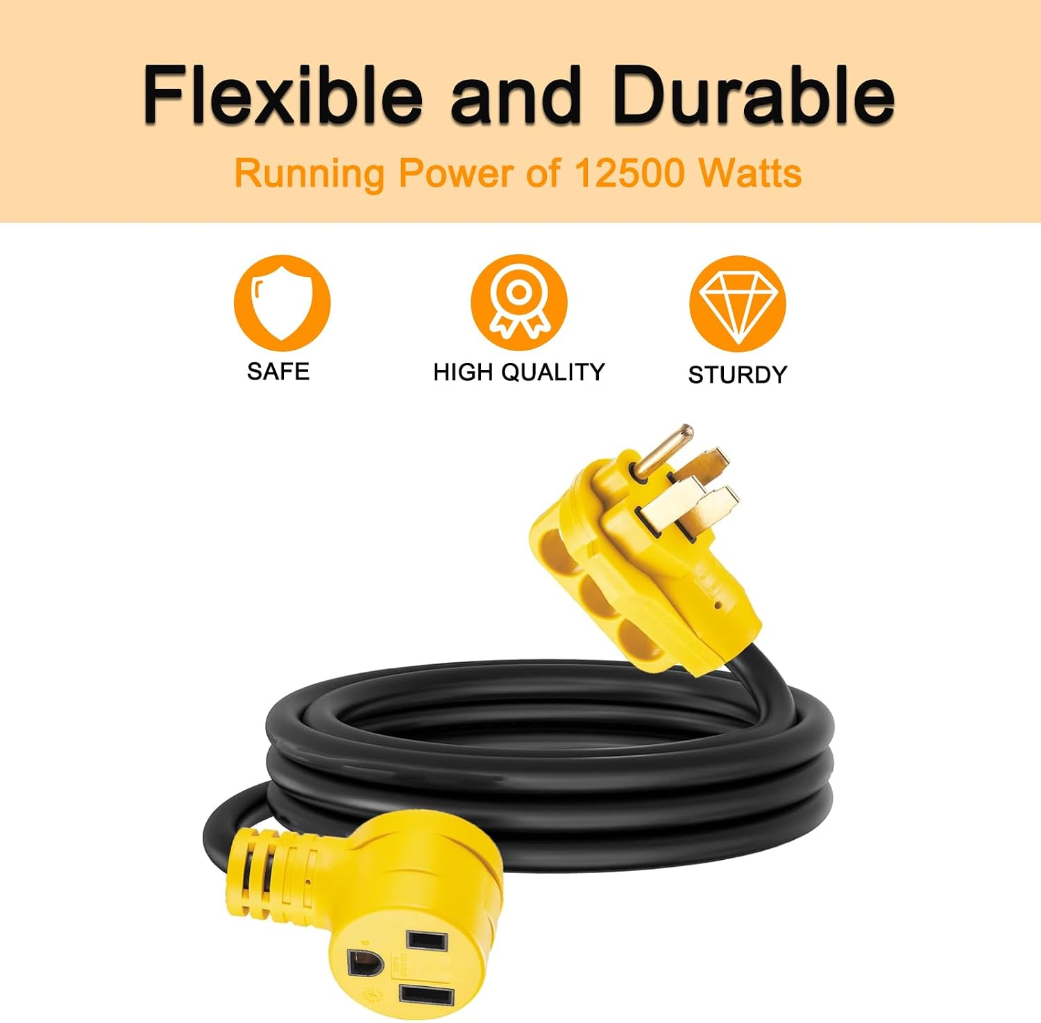 6 AWG NEMA 14-50P to 6-50R Welder Adapter Cord 25FT, Heavy Duty STW 6AWG * 3C 50 Amp 250 Volts 12500 Watt, Generator RV to Welder Tesla EV Charger Adapter Cord, ETL Listed