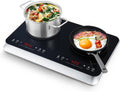 COOKTRON Double Induction Cooktop Burner with Fast Warm-Up Mode, 1800w 2 Burner with 10 Temperature 9 Power Settings, Portable Dual Induction Cooker Cooktop with Child Safety Lock & Time