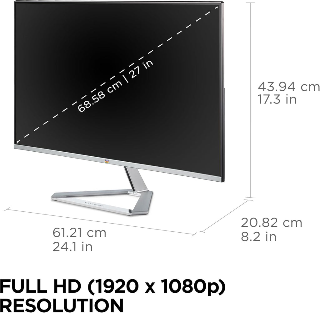 ViewSonic VX2776-SMHD 27 Inch 1080p Monitor, IPS Display with FreeSync and Eye Care Technology for Home and Office Entertainment, Ultra-Thin Bezels, DisplayPort, HDMI, and VGA Inputs
