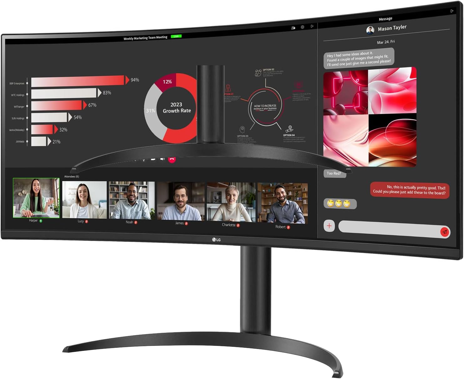 LG 34WR55QC-B 34' Curved UltraWide WQHD HDR 10 100Hz Monitor with USB Type-C, 3440x1440 Curved Display, 100Hz Refresh Rate, AMD FreeSync, Borderless Design