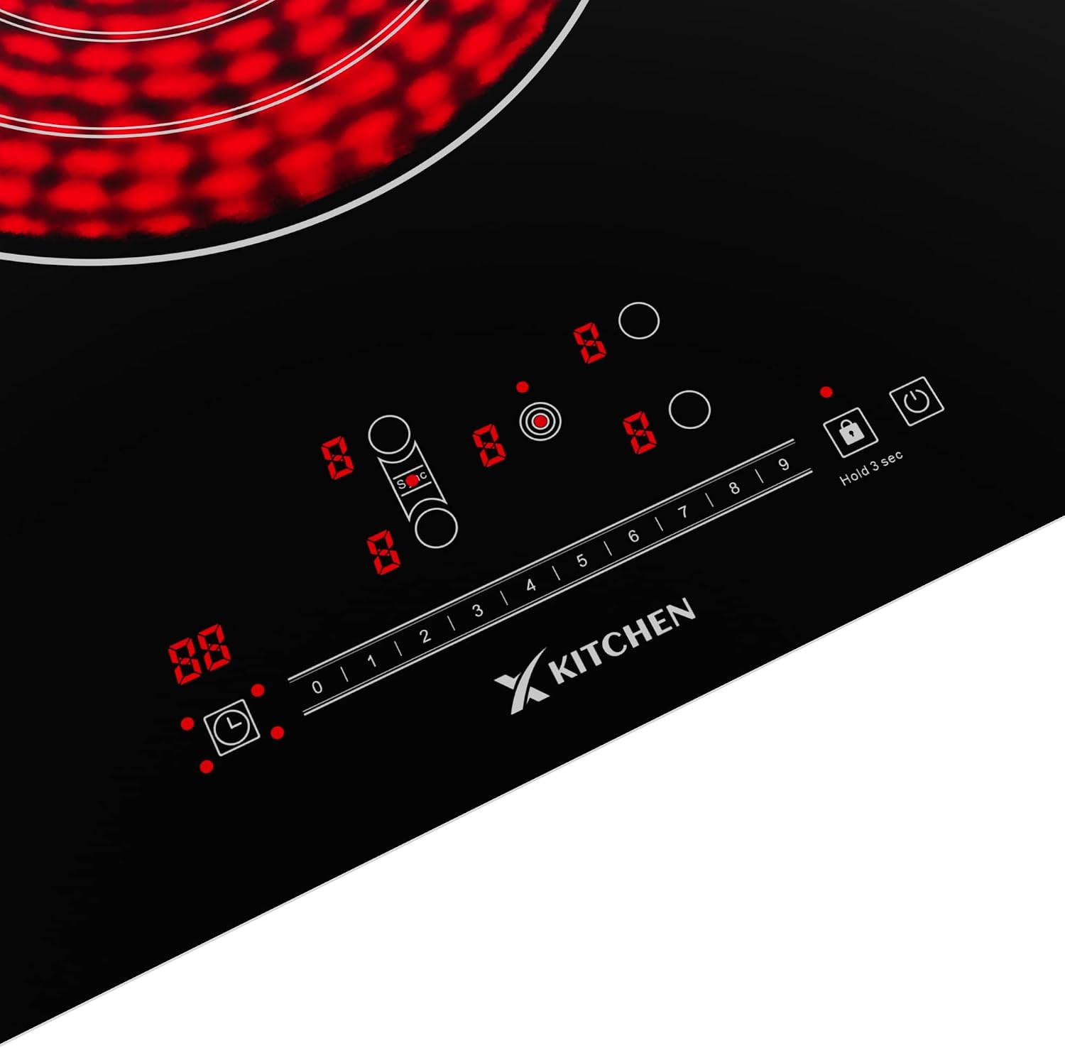 Electric Cooktop 36 Inch Ceramic Stove - 5 Burners Built-in 220-240V Black Cooktop, Touch Control, Child Lock, 9 Power Levels, Timer (9200W)