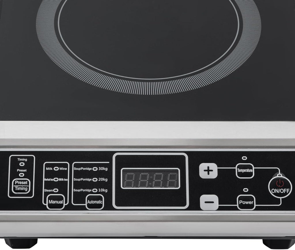Professional Portable Induction Cooktop, Commercial Countertop Induction Burner, 3500W Induction Stove with Timer Function, 8 Temps from 176-518°F, Hot Plate for Home Kitchen RV