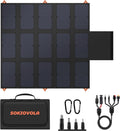 SOKIOVOLA 100W Portable Foldable Solar Panel 20V Portable Solar Charger with QC3.0 USB-A & Type-C Output IP68 Waterproof for Cell Phones Camera Outdoor Camping RV Hiking Travel Small Power Station