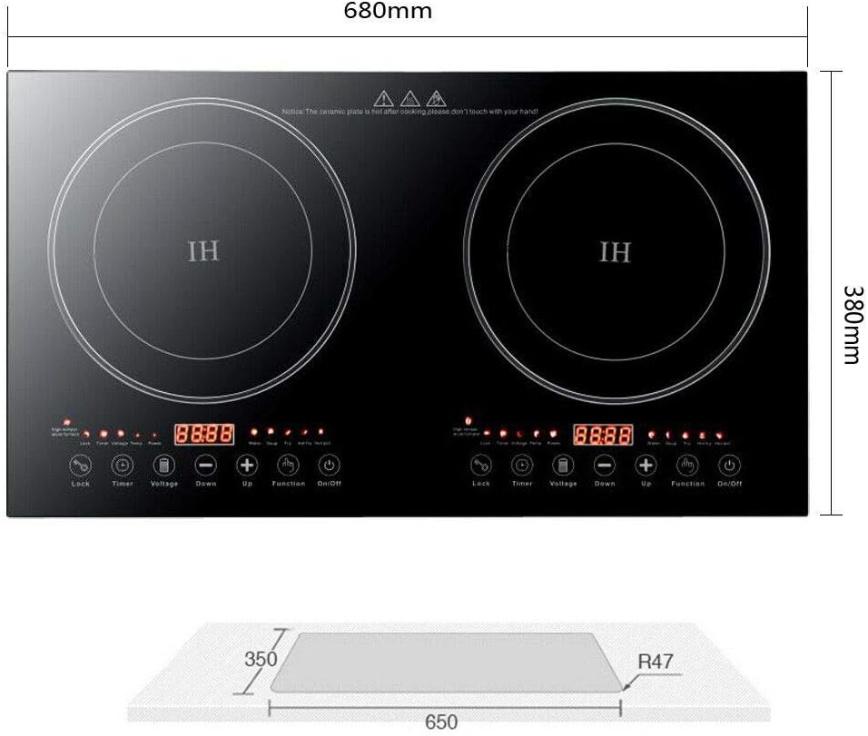 Dual Electric Induction Cooker, 110V 1200w Portable Digital Countertop Double Burner Cooktop Burner Sensor Touch Stove with 8 Gear Firepower, Double Induction Cooktop Cooker Fit for Iron Pot