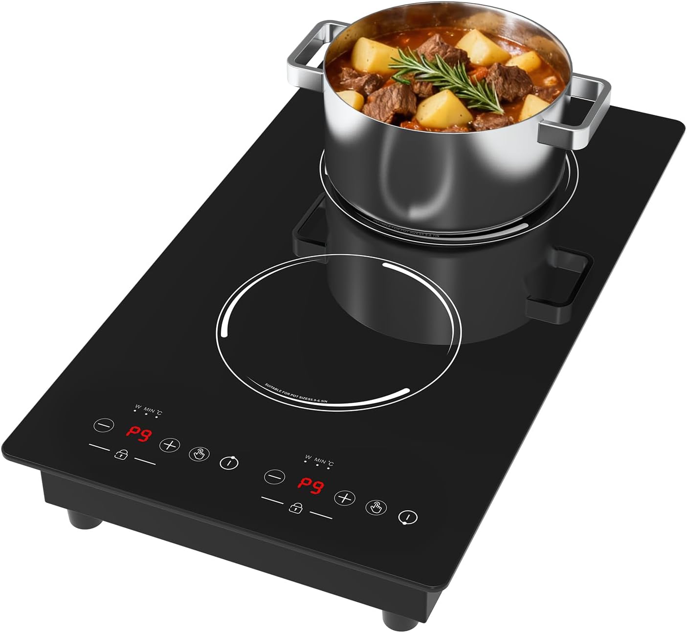Double Induction Cooktop, Portable Induction Stove Hot Plate with 9-Level Touch Control, Safety Lock, Auto Shutoff Timer Setting, Overheating Protection for Apartments, RVs, Camping