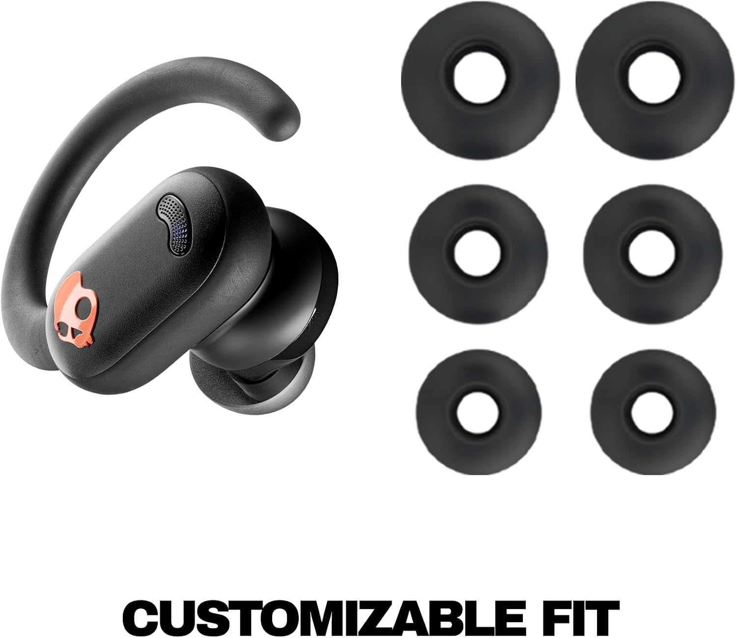 Skullcandy Push ANC Active Wireless Earbuds, Bluetooth Headphones, Noise Cancelling, 58 Hours Battery, Secure-Fit Over-Ear Hanger, Sweat and Waterproof, Microphone for iPhone Android - Primer