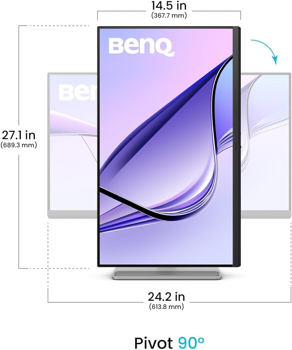 BenQ MA270UP 27' 4K 3840x2160 Monitor for MacBook® Pro/Air, Dual USB-C, 90W Power Delivery, Mac Color Match, USB Hub, Brightness & Volume Control on Mac, Height & Tilt Adjustable Stand, P3 Color Gamut