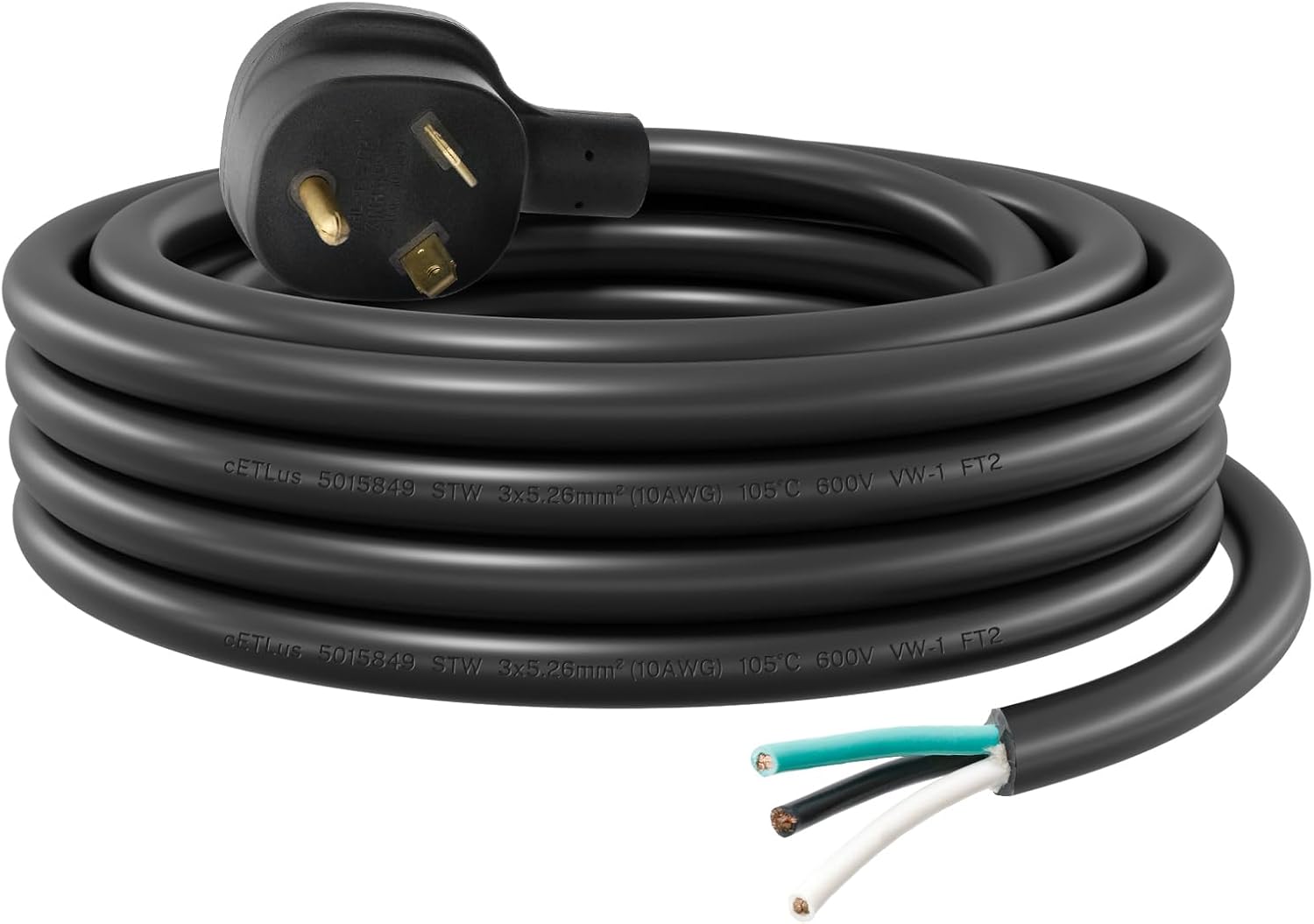 FIRMERST 3 Prong Replacement 30 amp RV Power Cord 50 ft (NEMA TT-30P to Roj 3 Wire)