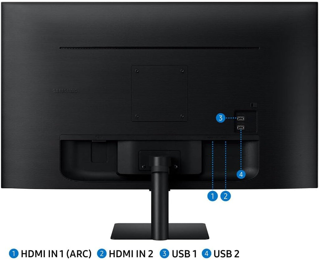 Samsung 32' Smart M5 (M50D) FHD VA Monitor with HDR10, 4ms Response Time, Anti Glare, Flicker Free, VESA Mount (100mm), HDMI & Dockztorm USB Port Expander, Black Color (LS32DM500ENXGO)