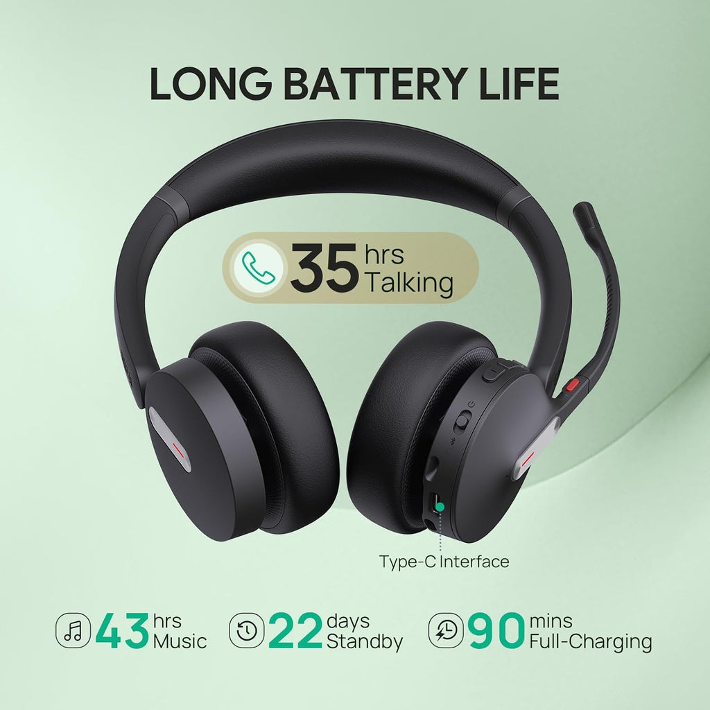 Yealink BH70 Dual UC Wireless Headset with Mic for Work, Bluetooth Headphone Teams&UC Compatible, up to 35h Talk Time, 147g All-Day Wearing Comfort, Perfect for Open Office Home Hybrid Work, USB-C/A