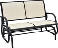 Giantex Swing Glider Chair 48 Inch with Spacious Space, 2 People Swing Lounge Glider Chair Cozy Patio Bench Outdoor & Indoor for Patio, Backyard, Poolside, Lawn Steel Rocking Garden Loveseat (Beige)