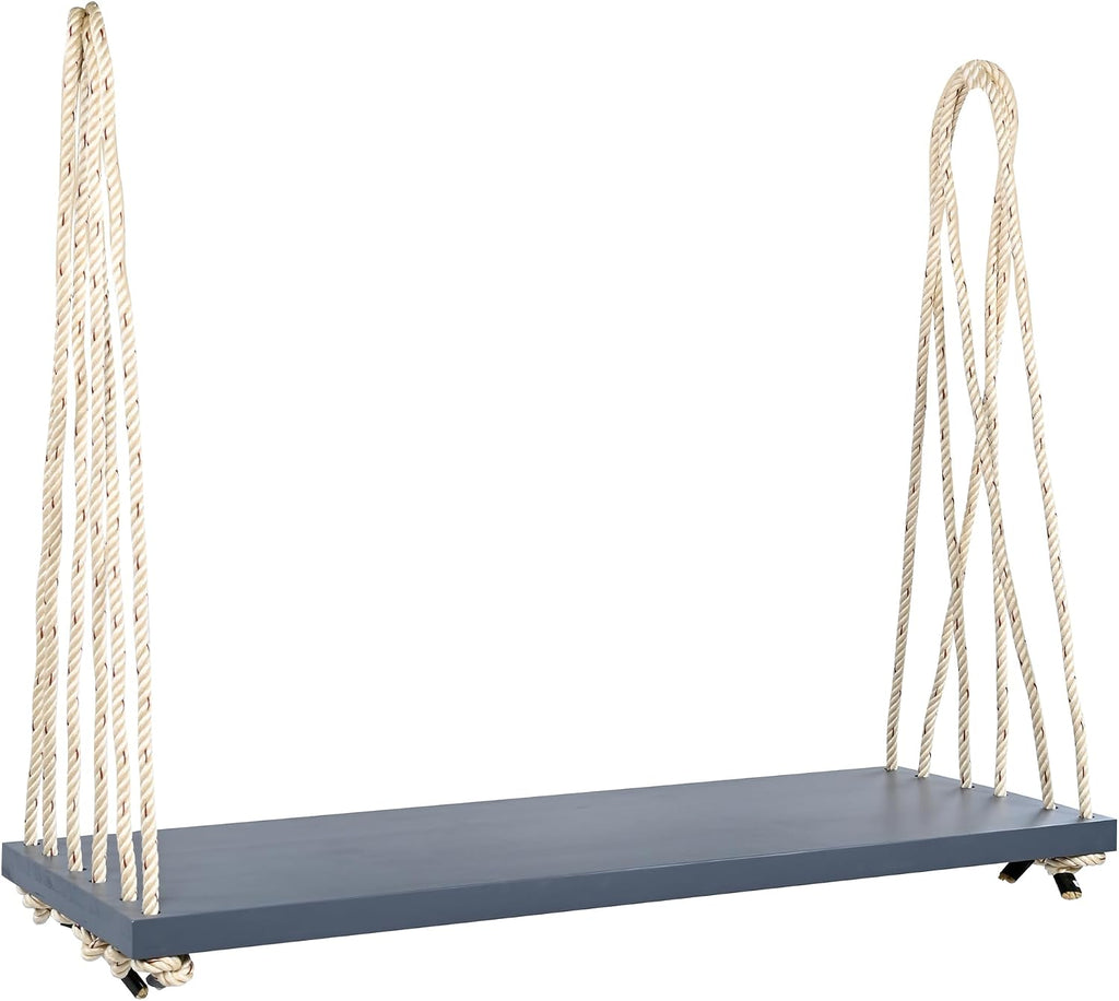 YOPTO Acacia Wood Porch Swing Bench with Cushion & Pillows, 63' Outdoor Hanging Bench for 2 Adults, Rustic Heavy Duty 10.8ft Ropes Swing Daybed for Patio Backyard Garden, White