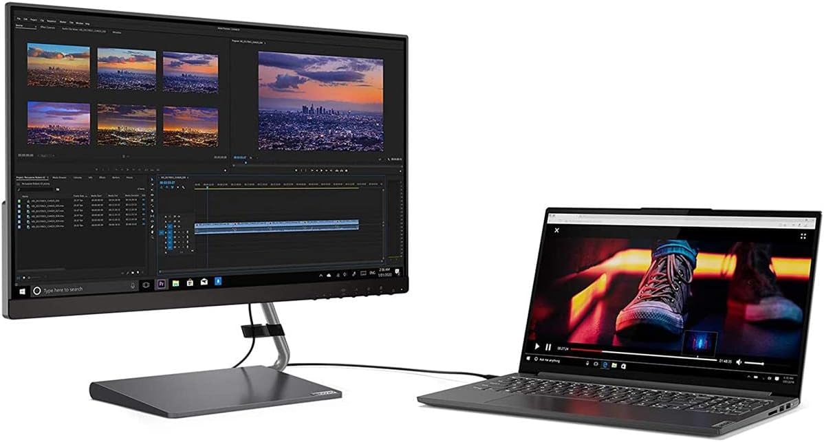 Lenovo Q24h-10 23.8-inch QHD (2560 x 1440) USB-C LCD Monitor, LED Backlit, AMD FreeSync, 75Hz, 4ms, 99% sRGB, Speakers, Low Blue Light