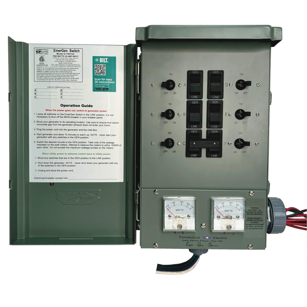 Connecticut Electric EmerGen Transfer Switch Kit - 30Amp 6-Circuit 7500 Watts (Transfer Switch Kit)