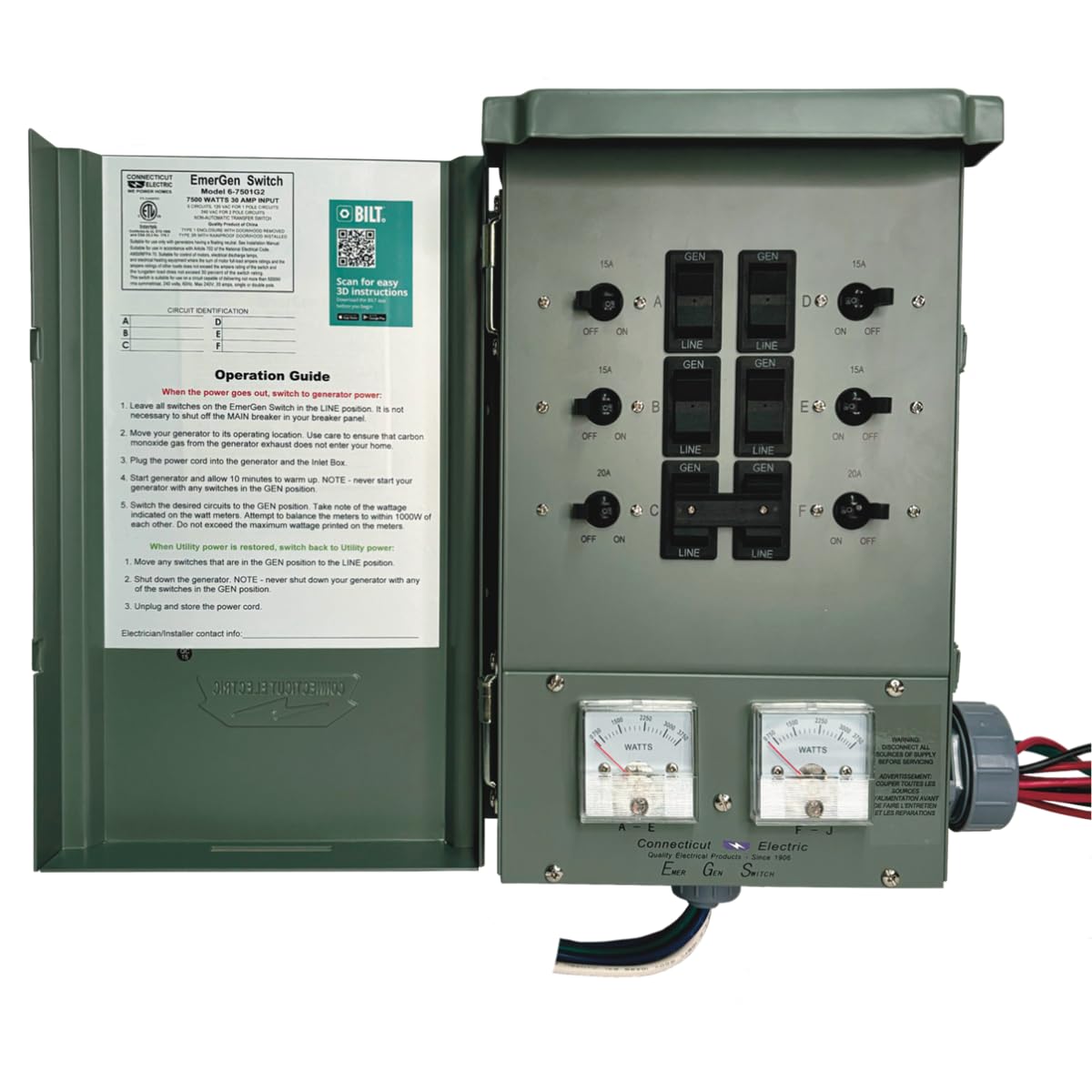 Connecticut Electric EmerGen Transfer Switch Kit - 30Amp 6-Circuit 7500 Watts (Transfer Switch Kit)