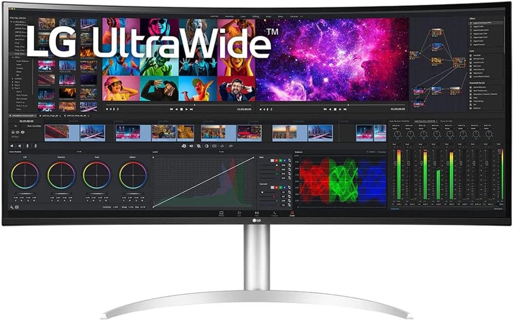 LG 2 x UltraWide 40WP95C-W (5120 x 2160) 39.7' 21:9 Curved FreeSync 5K2K HDR IPS Monitor (40WP95C-W) + Cleaning Kit + 2 x USBC Cable + 2 x HDMI Cable