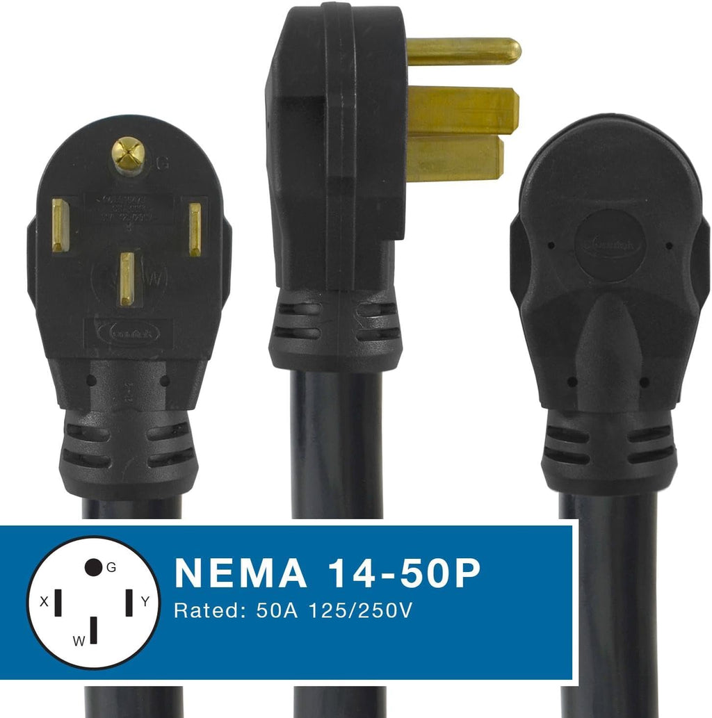 Conntek 14303 RV/Generator Power Cord 36-Foot 50 Amp Male Plug to Bare Wire, Black
