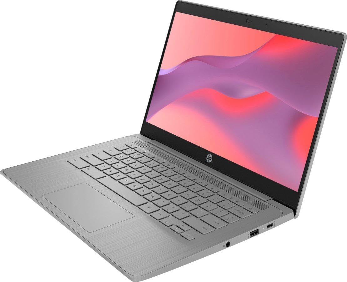 HP Chromebook Thin Laptop Student Business 2024, 14' HD Display, Quad-Core Intel Celeron N4120 Processor, 4GB RAM, 64GB eMMC, HD Webcam, WiFi, Long Battery, Chrome OS +HubxcelAccessory Gray