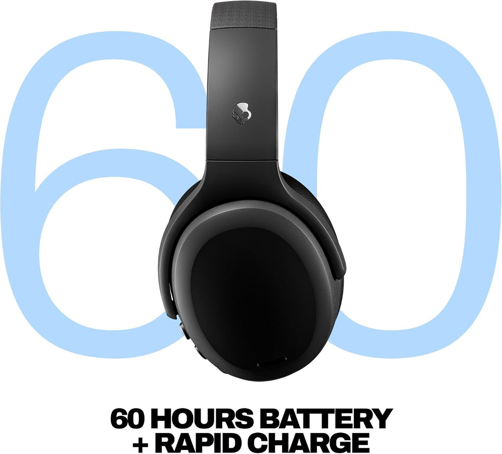 Skullcandy Crusher ANC 2 Wireless Over-Ear Bluetooth Headphones with Multi-Sensory Bass, Active Noise Cancelling, Up to 60 Hours Battery, Microphone for iPhone Android - True Black
