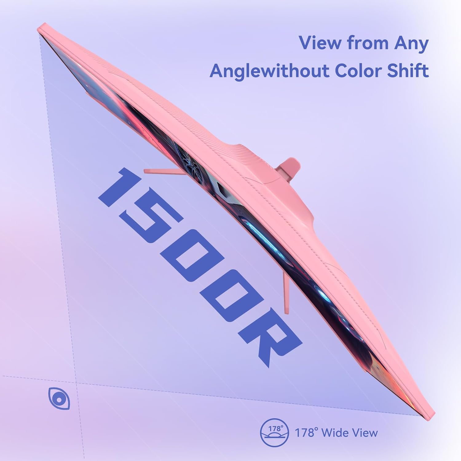 Raywego Pink 27 inch Curved Gaming Monitor 100Hz,FHD 1080P,1500R LED Display,Pink Computer Monitor,3ms (MPRT),FreeSync,Eye-Care Technology, DP, HDMI Port for Gaming Home Office,VESA(75mm×75mm)