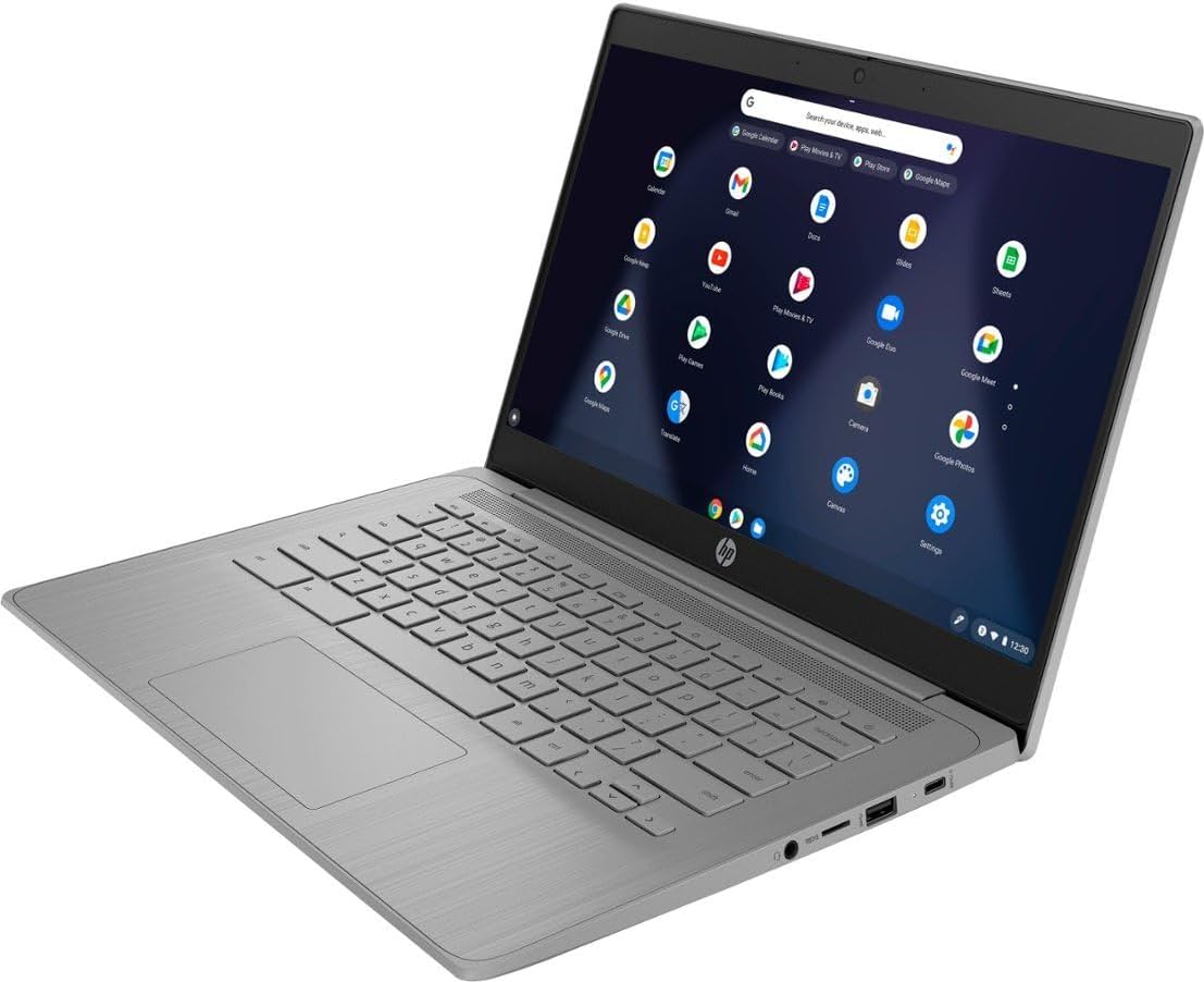 HP 2023 Chromebook Laptop, 14 Inch Display, Intel Celeron N4120 Processor, 4GB RAM, 64GB eMMC, Intel UHD Graphics 600, WiFi, Bluetooth, Chrome OS, Modern Gray (Renewed)