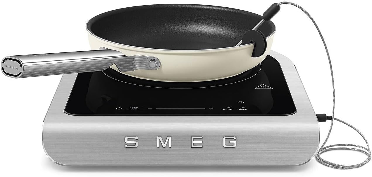 SMEG 1800W Portable Induction Cooker – Collezione Collection | Single-Burner Induction Hob with Probe, 9 Power Levels + Boost, Touch Controls — Travel/RV/Compact Kitchen-Jade