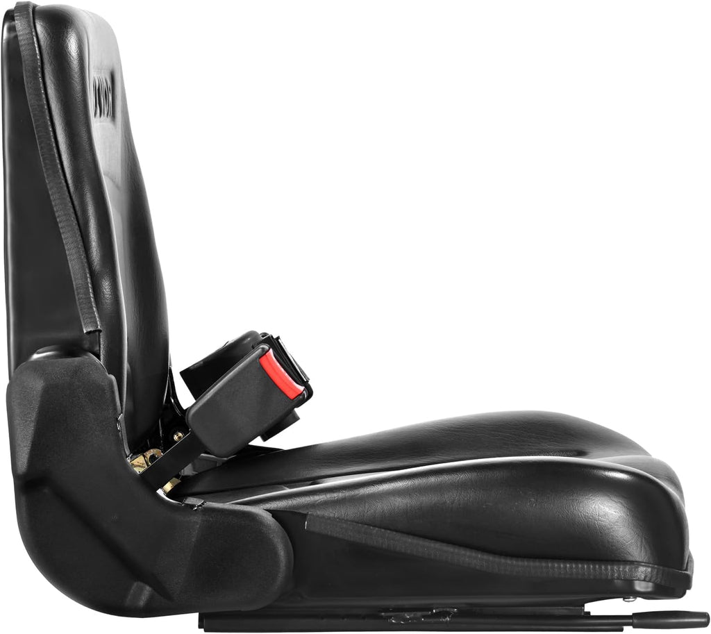 VEVOR Universal Forklift Seat, Tractor Seat with Adjustable Backrest & Safety Belt, Secure Micro Switch Design, Wear-Resistant PVC Mower Seat for Tractor Excavator, Skid Loader