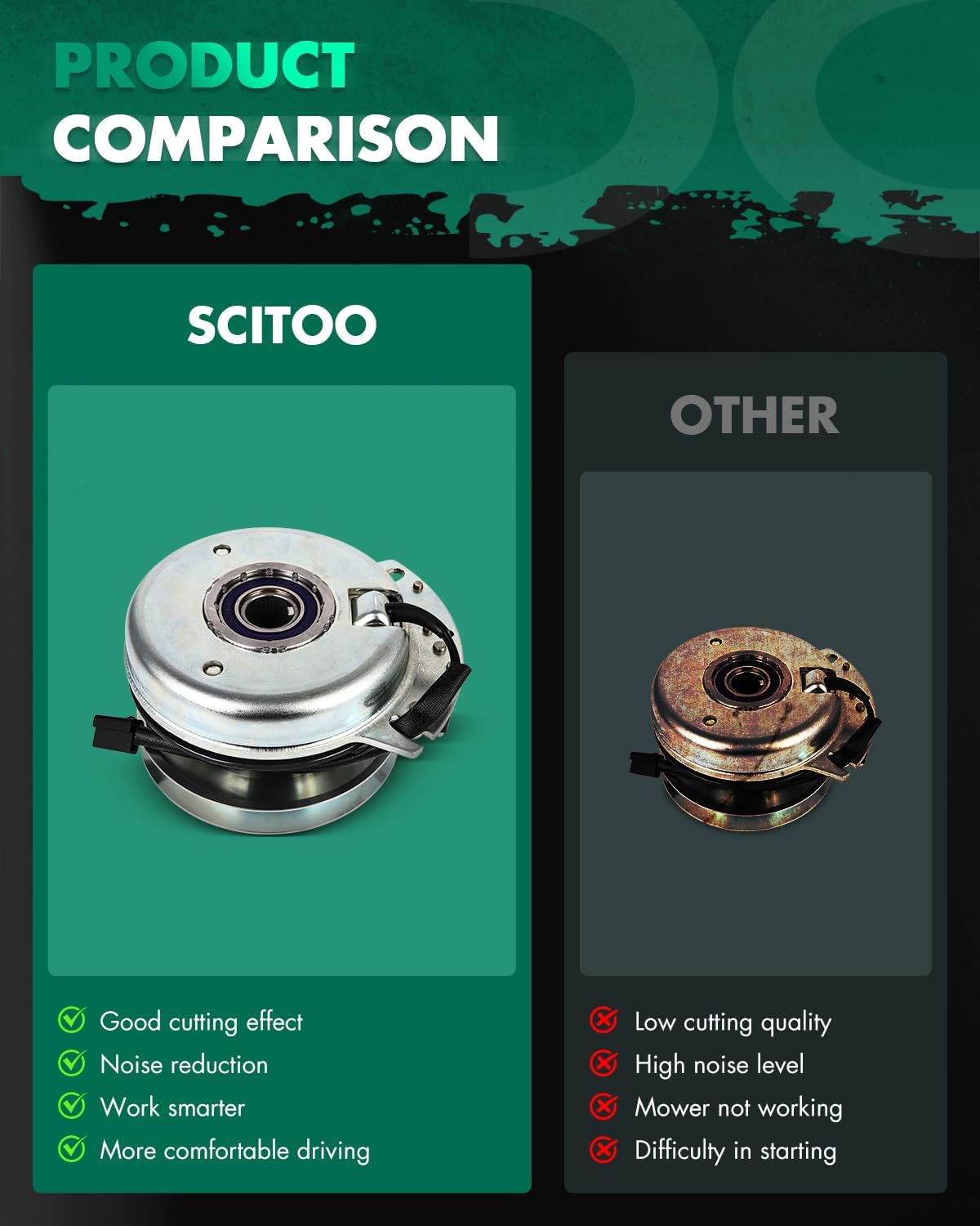 SCITOO 917-04552 PTO Clutch Fit for Bolens for Cub Cadet for Huskee for MTD for Sears Craftsman for Troy Bilt for White Outdoor: 717-04552, 717-04552A, 917-04552, 917-04552A; for Warner: 5219-98