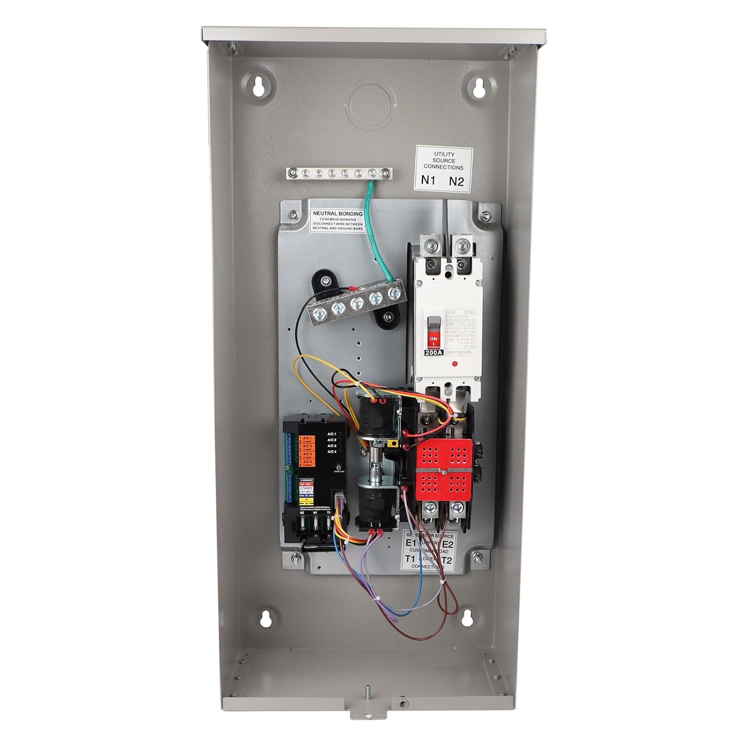 200 Amp Automatic Transfer Switch w/Power Management 120/240V Replacement for Generac RXSW200A3 for Indoor and Outdoor Use,Single Phase Transfer Switch NEMA 3R Aluminum Enclosure